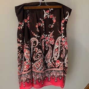 East 5th Skirt paisley print in brown pink and white hidden zipper and pleats